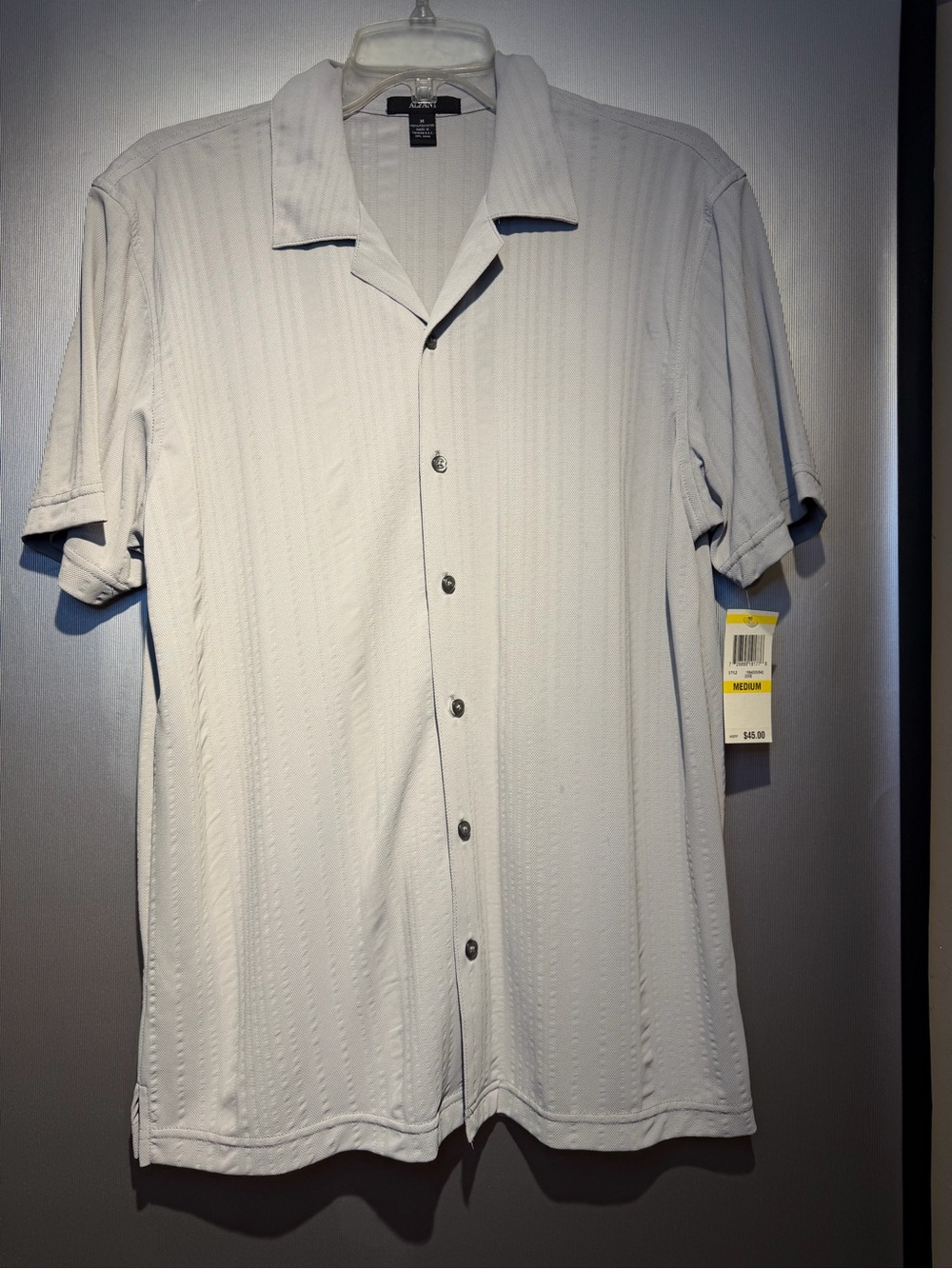 Alfani Light Gray Short-Sleeve Button-Down Shirt